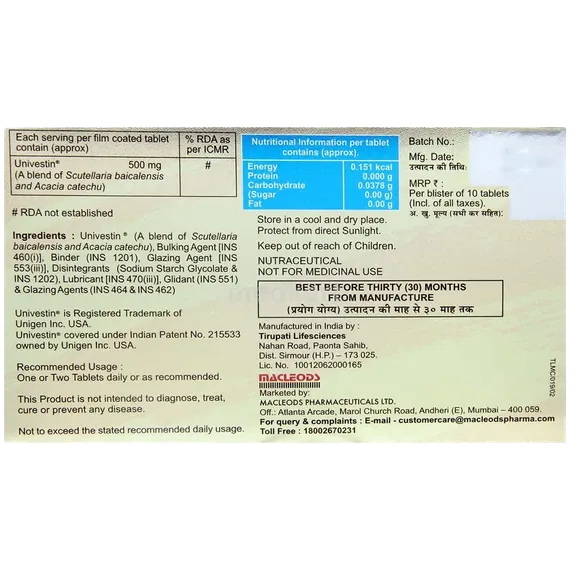 macvestin 500mg tablet 10's